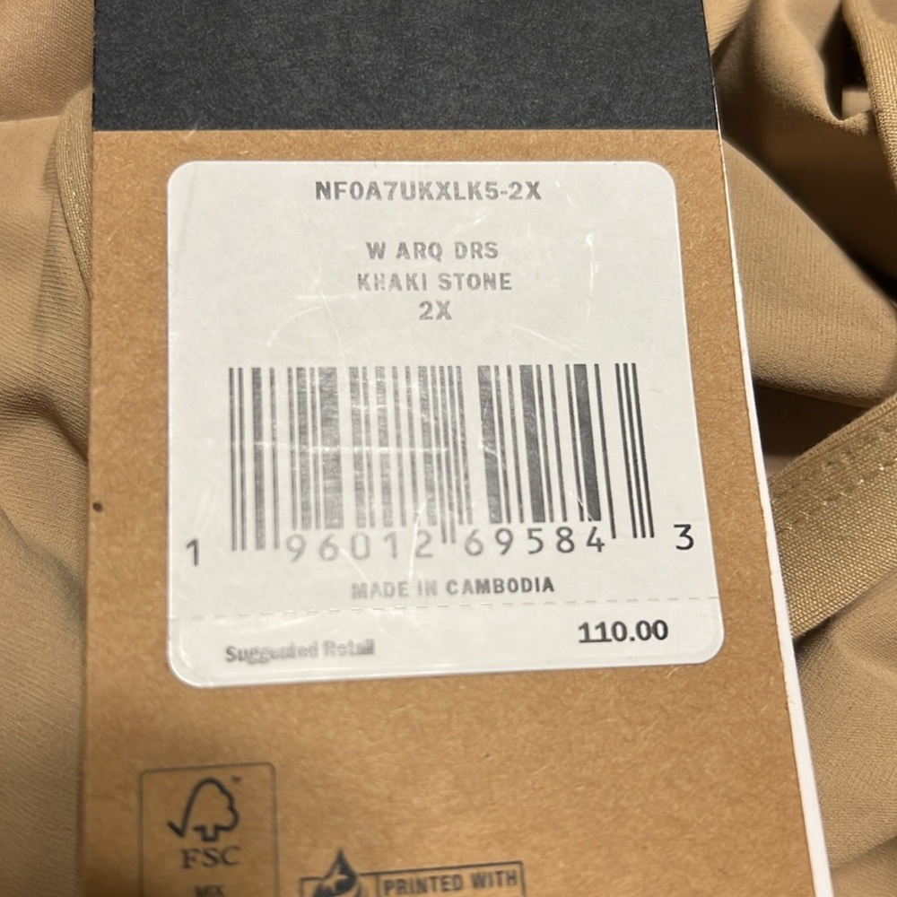 NEW The North Face W ARQ Kahki Stone dress size 2X - Picture 8 of 8